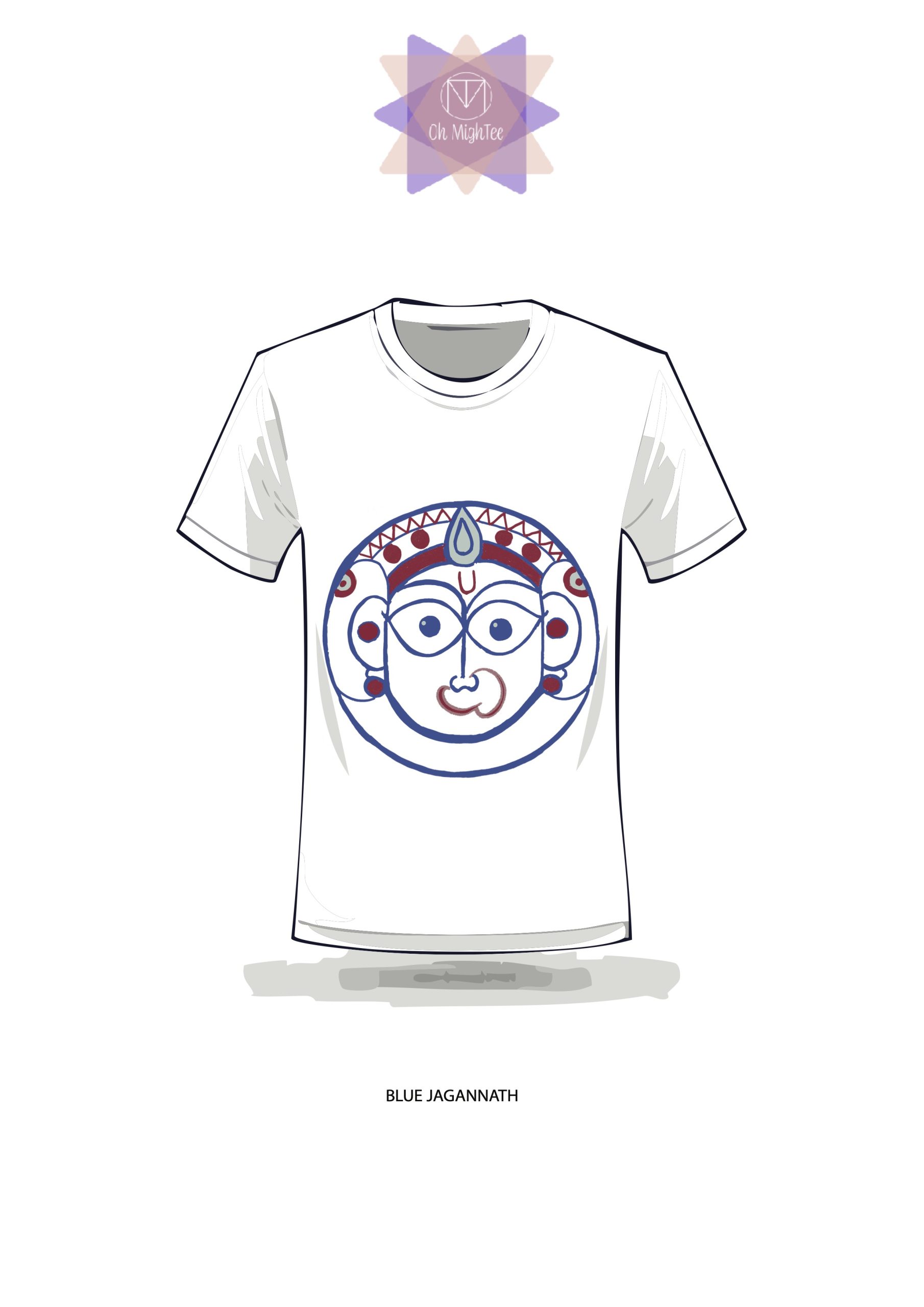 This beautifully designed and hand drawn printed t-shirt features Shri Krishna in blue - Image 7